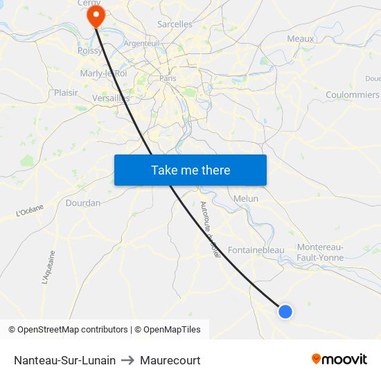 Nanteau-Sur-Lunain to Maurecourt map