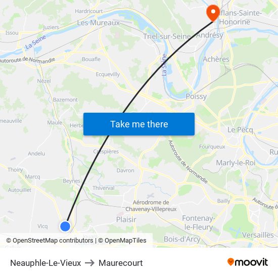 Neauphle-Le-Vieux to Maurecourt map