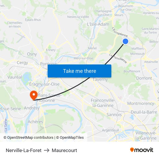 Nerville-La-Foret to Maurecourt map