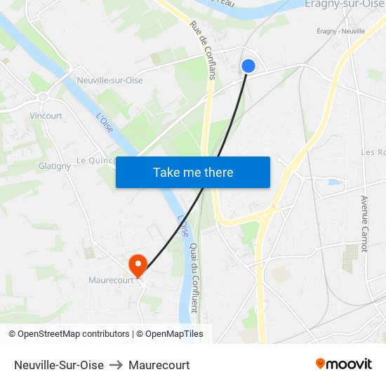 Neuville-Sur-Oise to Maurecourt map