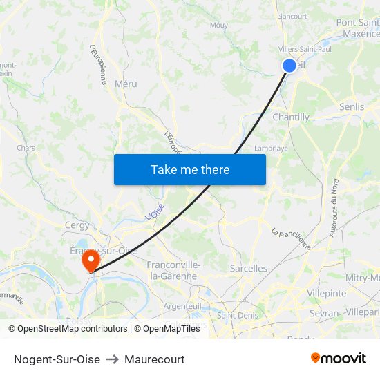 Nogent-Sur-Oise to Maurecourt map