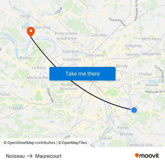 Noiseau to Maurecourt map