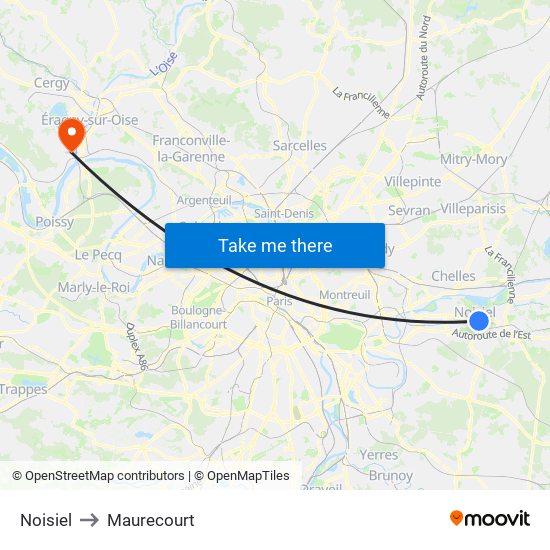 Noisiel to Maurecourt map