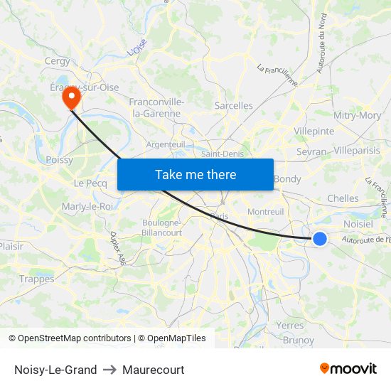 Noisy-Le-Grand to Maurecourt map