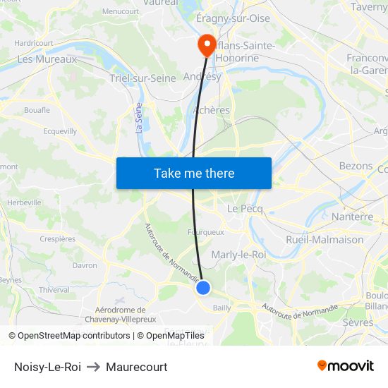 Noisy-Le-Roi to Maurecourt map