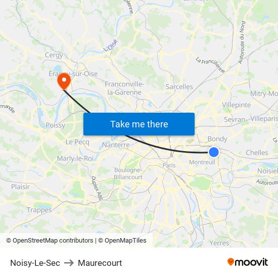 Noisy-Le-Sec to Maurecourt map