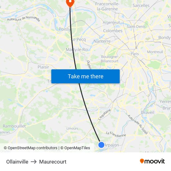 Ollainville to Maurecourt map