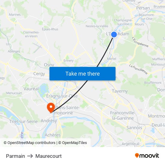 Parmain to Maurecourt map