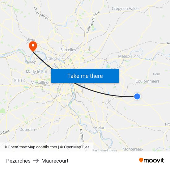 Pezarches to Maurecourt map