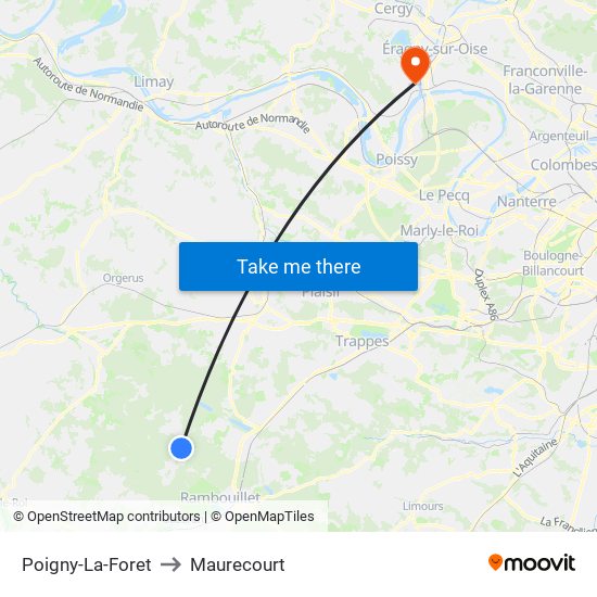 Poigny-La-Foret to Maurecourt map
