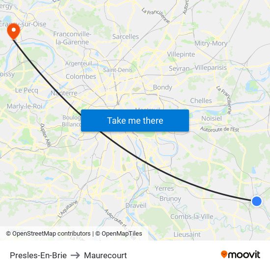 Presles-En-Brie to Maurecourt map