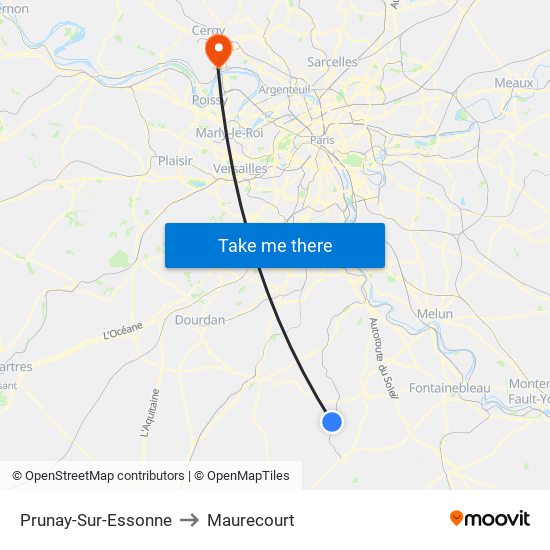 Prunay-Sur-Essonne to Maurecourt map