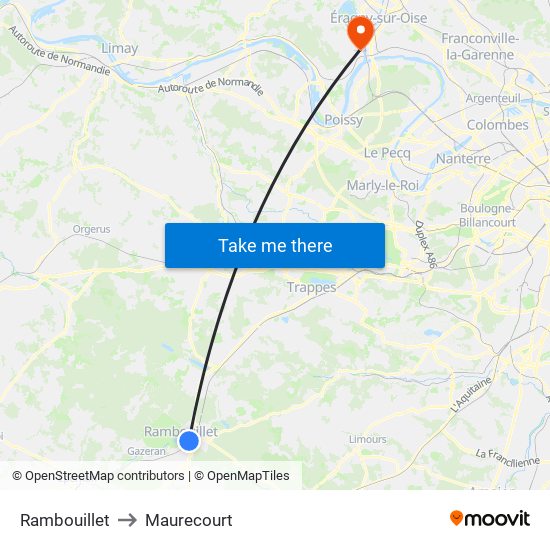 Rambouillet to Maurecourt map