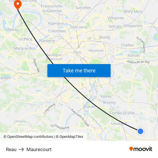 Reau to Maurecourt map