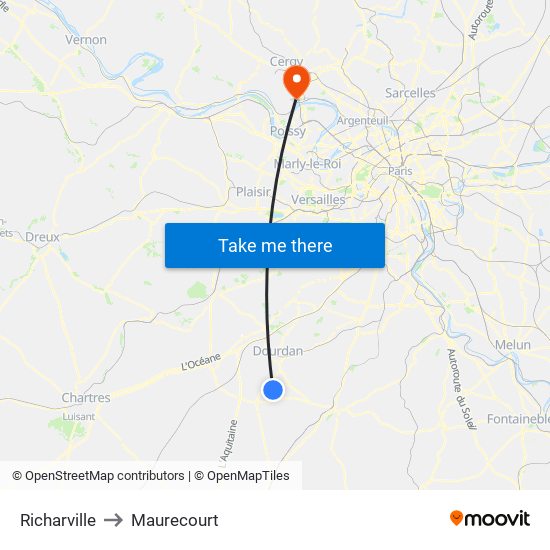 Richarville to Maurecourt map