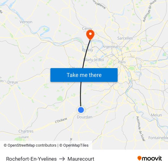 Rochefort-En-Yvelines to Maurecourt map