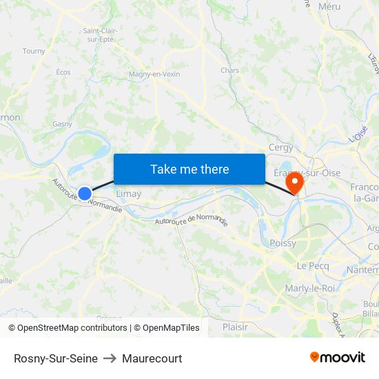 Rosny-Sur-Seine to Maurecourt map