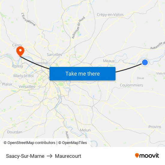 Saacy-Sur-Marne to Maurecourt map