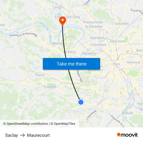 Saclay to Maurecourt map