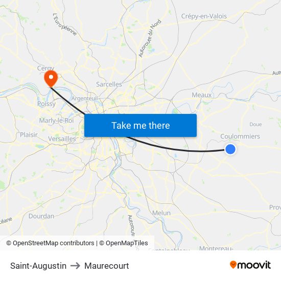 Saint-Augustin to Maurecourt map