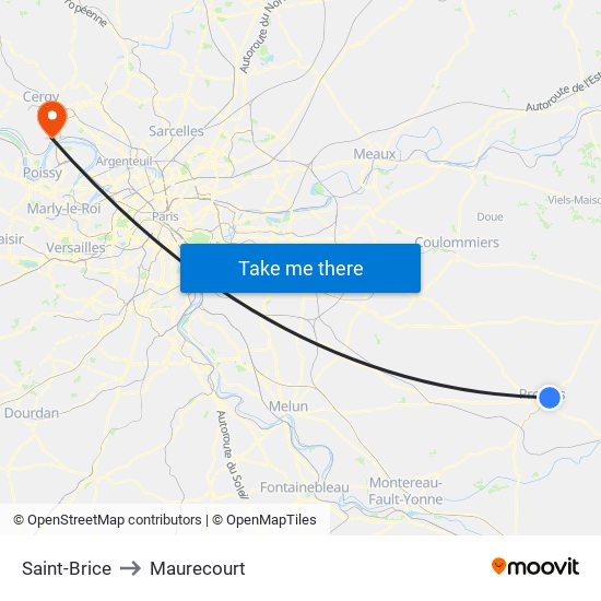 Saint-Brice to Maurecourt map