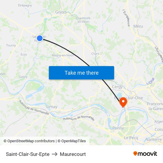 Saint-Clair-Sur-Epte to Maurecourt map