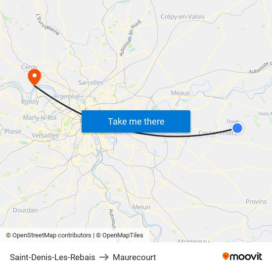 Saint-Denis-Les-Rebais to Maurecourt map