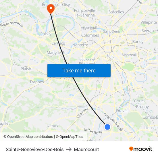 Sainte-Genevieve-Des-Bois to Maurecourt map