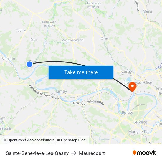 Sainte-Genevieve-Les-Gasny to Maurecourt map