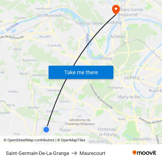 Saint-Germain-De-La-Grange to Maurecourt map