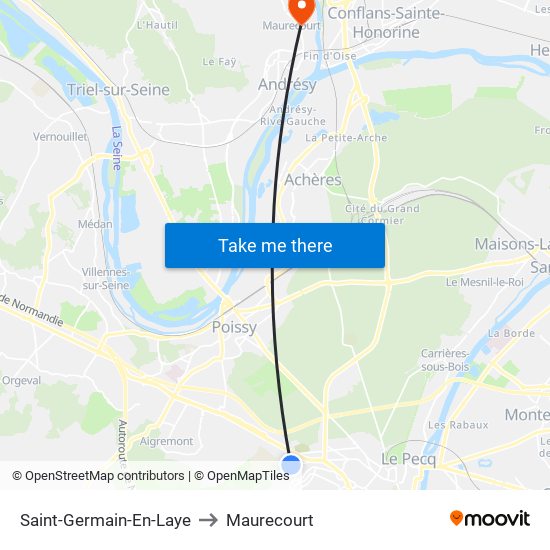 Saint-Germain-En-Laye to Maurecourt map