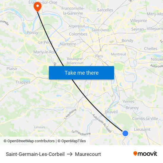 Saint-Germain-Les-Corbeil to Maurecourt map