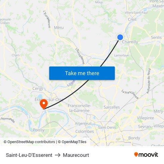 Saint-Leu-D'Esserent to Maurecourt map
