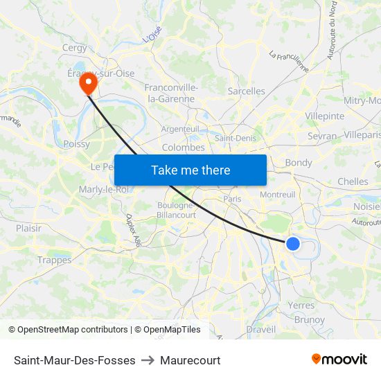 Saint-Maur-Des-Fosses to Maurecourt map