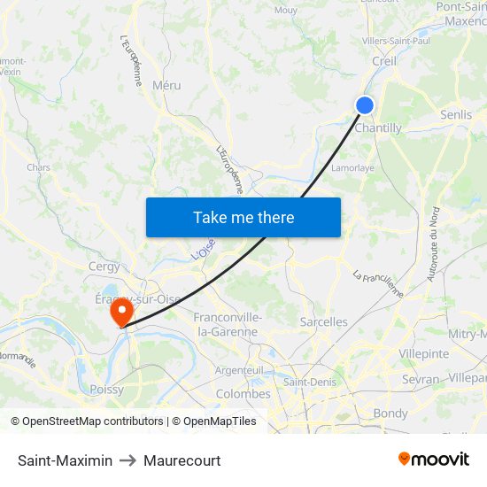 Saint-Maximin to Maurecourt map