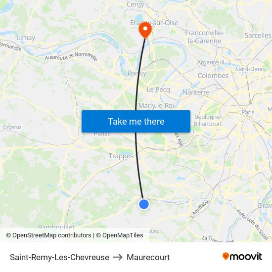 Saint-Remy-Les-Chevreuse to Maurecourt map