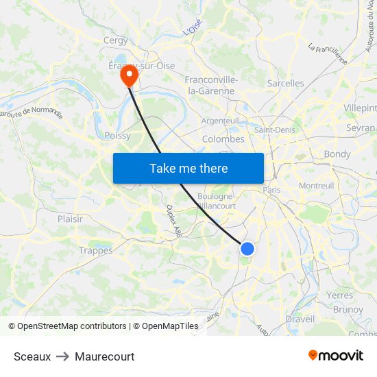 Sceaux to Maurecourt map