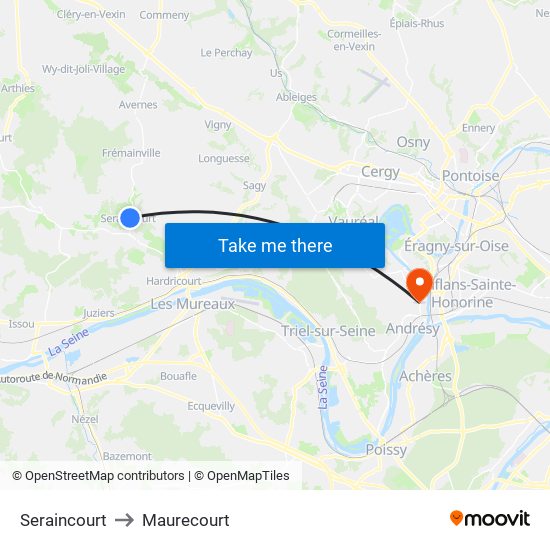Seraincourt to Maurecourt map