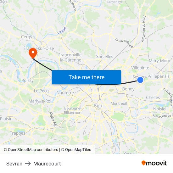 Sevran to Maurecourt map