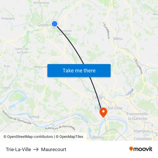 Trie-La-Ville to Maurecourt map