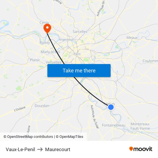 Vaux-Le-Penil to Maurecourt map