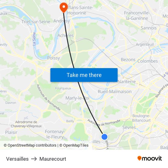 Versailles to Maurecourt map