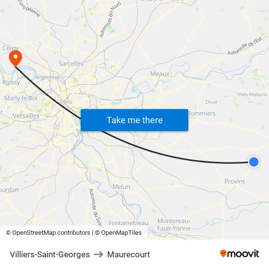 Villiers-Saint-Georges to Maurecourt map