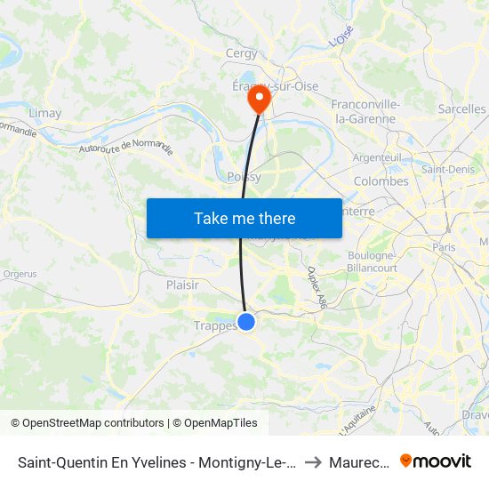 Saint-Quentin En Yvelines - Montigny-Le-Bretonneux to Maurecourt map