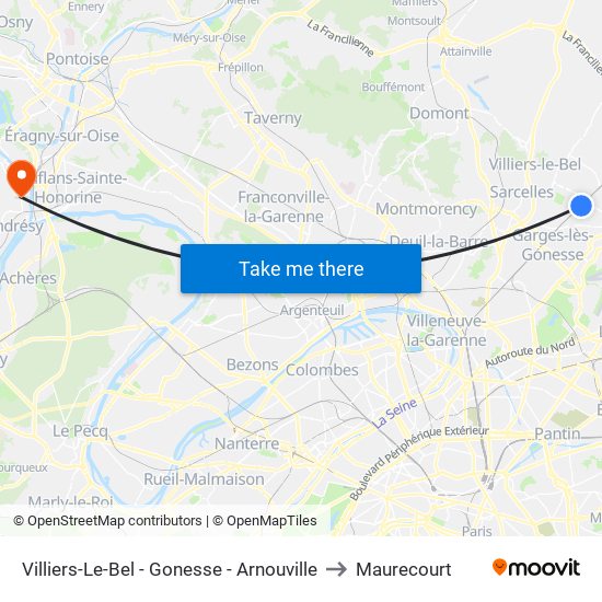 Villiers-Le-Bel - Gonesse - Arnouville to Maurecourt map
