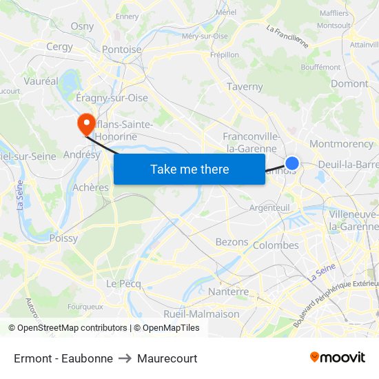 Ermont - Eaubonne to Maurecourt map