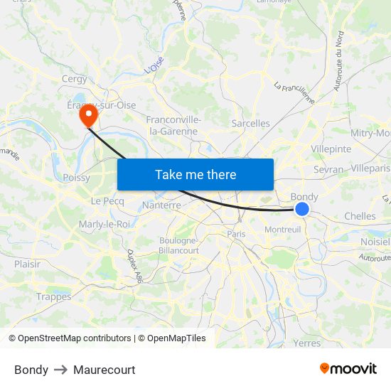 Bondy to Maurecourt map