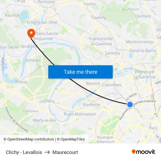 Clichy - Levallois to Maurecourt map