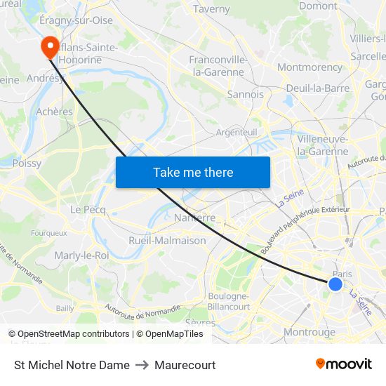 St Michel Notre Dame to Maurecourt map