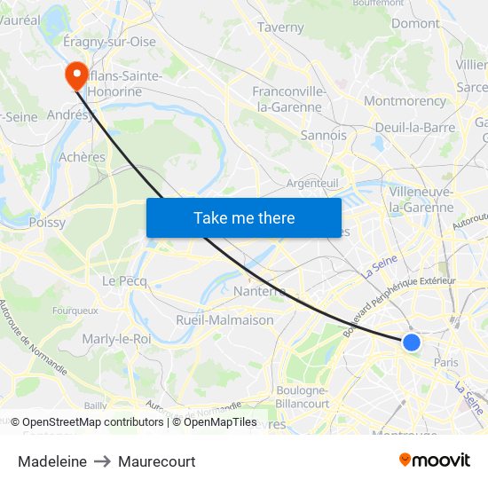 Madeleine to Maurecourt map